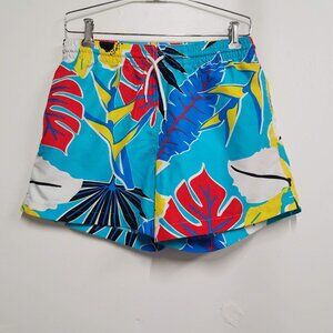 Chubbies Swim Trunks Medium M Lined Blue Yellow Red Floral Hawaiian